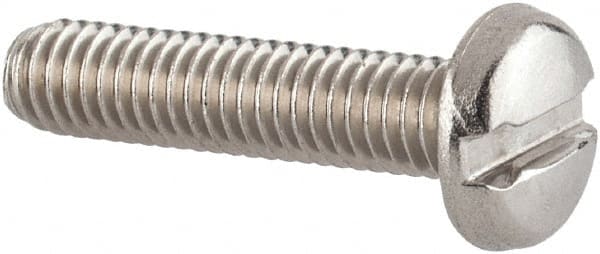 Value Collection - M3.5x0.60 Metric Coarse, 16mm Length Under Head Slotted Drive Machine Screw - Pan Head, Grade 18-8 & A2 Stainless Steel, Uncoated, Without Washer - Exact Tooling