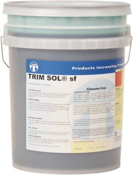 Master Fluid Solutions - Trim SOL sf, 5 Gal Pail Cutting & Grinding Fluid - Water Soluble, For Cutting, Grinding - Exact Tooling