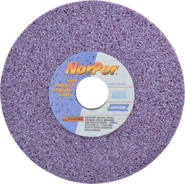 Norton - 7" Diam x 1-1/4" Hole x 1/2" Thick, G Hardness, 46 Grit Surface Grinding Wheel - Ceramic, Type 1, Coarse Grade, 3,600 Max RPM, Vitrified Bond, No Recess - Exact Tooling