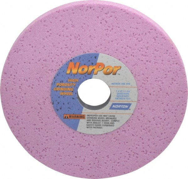 Norton - 7" Diam x 1-1/4" Hole x 1/2" Thick, H Hardness, 60 Grit Surface Grinding Wheel - Aluminum Oxide, Type 1, Medium Grade, 3,600 Max RPM, Vitrified Bond, No Recess - Exact Tooling