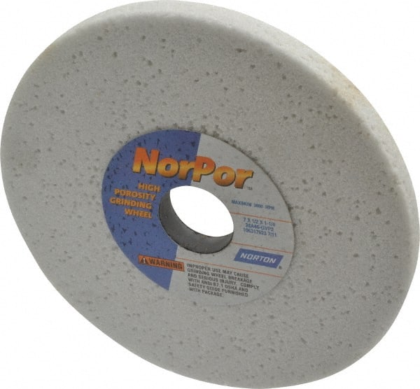 Norton - 7" Diam x 1-1/4" Hole x 1/2" Thick, G Hardness, 46 Grit Surface Grinding Wheel - Aluminum Oxide, Type 1, Coarse Grade, 3,600 Max RPM, Vitrified Bond, No Recess - Exact Tooling