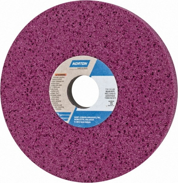 Norton - 7" Diam x 1-1/4" Hole x 1" Thick, H Hardness, 46 Grit Surface Grinding Wheel - Aluminum Oxide, Type 5, Coarse Grade, 3,600 Max RPM, Vitrified Bond, One-Side Recess - Exact Tooling