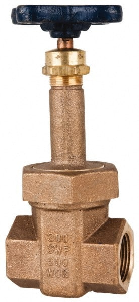 NIBCO - 3/4" Pipe, Class 300, Threaded Bronze Alloy Solid Wedge Stem Gate Valve with Stainless Steel Trim - 600 WOG, 300 WSP, Union Bonnet - Exact Tooling
