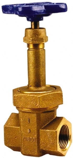 NIBCO - 1" Pipe, Class 300, Threaded Bronze Alloy Solid Wedge Rising Stem Gate Valve with Stainless Steel Trim - 600 WOG, 300 WSP, Union Bonnet - Exact Tooling