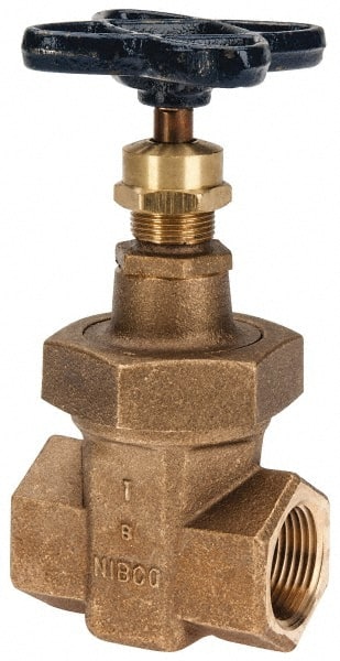 NIBCO - 1" Pipe, Class 300, Threaded Bronze Alloy Solid Wedge Stem Gate Valve - 600 WOG, 300 WSP, Union Bonnet - Exact Tooling