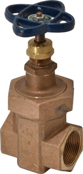 NIBCO - 1-1/4" Pipe, Class 300, Threaded Bronze Alloy Solid Wedge Stem Gate Valve - 600 WOG, 300 WSP, Union Bonnet - Exact Tooling