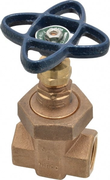 NIBCO - 3/4" Pipe, Class 300, Threaded Bronze Alloy Solid Wedge Stem Gate Valve - 600 WOG, 300 WSP, Union Bonnet - Exact Tooling