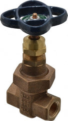 NIBCO - 3/8" Pipe, Class 300, Threaded Bronze Alloy Solid Wedge Stem Gate Valve - 600 WOG, 300 WSP, Union Bonnet - Exact Tooling