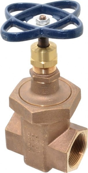 NIBCO - 1-1/2" Pipe, Class 300, Threaded Bronze Alloy Solid Wedge Stem Gate Valve with Stainless Steel Trim - 600 WOG, 300 WSP, Union Bonnet - Exact Tooling