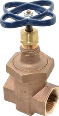 NIBCO - 1-1/2" Pipe, Class 300, Threaded Bronze Alloy Solid Wedge Stem Gate Valve with Stainless Steel Trim - 600 WOG, 300 WSP, Union Bonnet - Exact Tooling