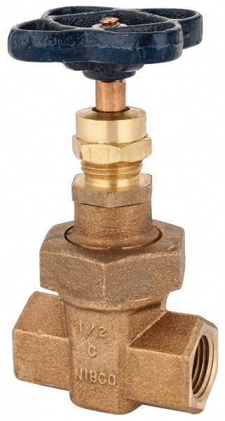 NIBCO - Class 300, Threaded Bronze Alloy Solid Wedge Stem Gate Valve with Stainless Steel Trim - 600 WOG, 300 WSP, Union Bonnet - Exact Tooling