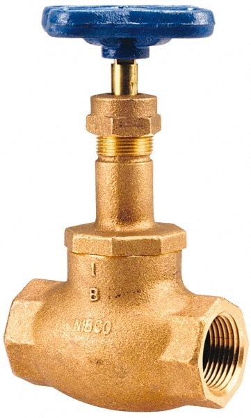 NIBCO - 2" Pipe, Threaded Ends, Bronze Integral Globe Valve - Bronze Disc, Screw-In Bonnet, 200 psi WOG, 125 psi WSP, Class 125 - Exact Tooling