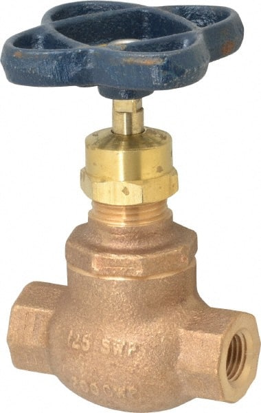 NIBCO - 1/4" Pipe, Threaded Ends, Bronze Integral Globe Valve - Bronze Disc, Screw-In Bonnet, 200 psi WOG, 125 psi WSP, Class 125 - Exact Tooling