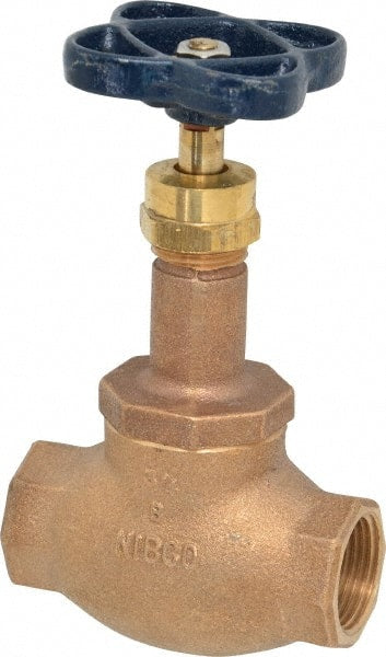 NIBCO - 3/4" Pipe, Threaded Ends, Bronze Integral Globe Valve - Bronze Disc, Screw-In Bonnet, 200 psi WOG, 125 psi WSP, Class 125 - Exact Tooling
