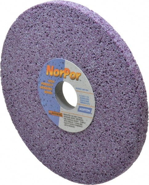 Norton - 8" Diam x 1-1/4" Hole x 1/2" Thick, H Hardness, 46 Grit Surface Grinding Wheel - Ceramic, Type 1, Coarse Grade, 3,600 Max RPM, Vitrified Bond, No Recess - Exact Tooling