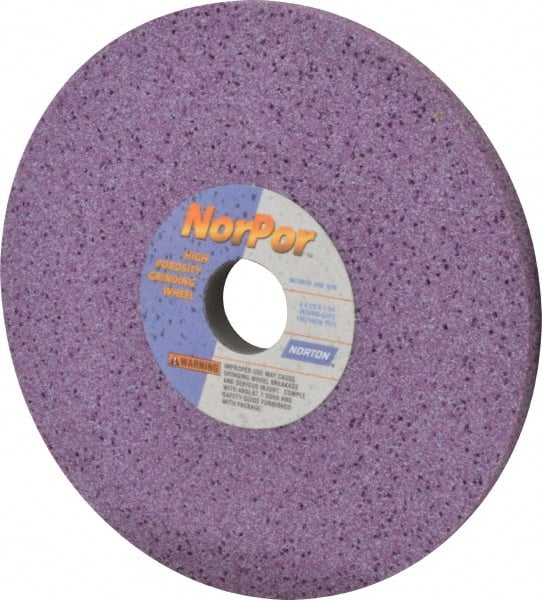 Norton - 8" Diam x 1-1/4" Hole x 1/2" Thick, G Hardness, 60 Grit Surface Grinding Wheel - Ceramic, Type 1, Medium Grade, 3,600 Max RPM, Vitrified Bond, No Recess - Exact Tooling