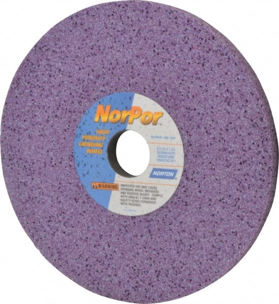 Norton - 8" Diam x 1-1/4" Hole x 1/2" Thick, H Hardness, 60 Grit Surface Grinding Wheel - Ceramic, Type 1, Medium Grade, 3,600 Max RPM, Vitrified Bond, No Recess - Exact Tooling