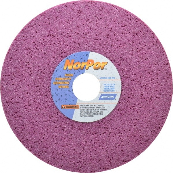 Norton - 8" Diam x 1-1/4" Hole x 1/2" Thick, H Hardness, 46 Grit Surface Grinding Wheel - Aluminum Oxide, Type 1, Coarse Grade, 3,600 Max RPM, Vitrified Bond, No Recess - Exact Tooling