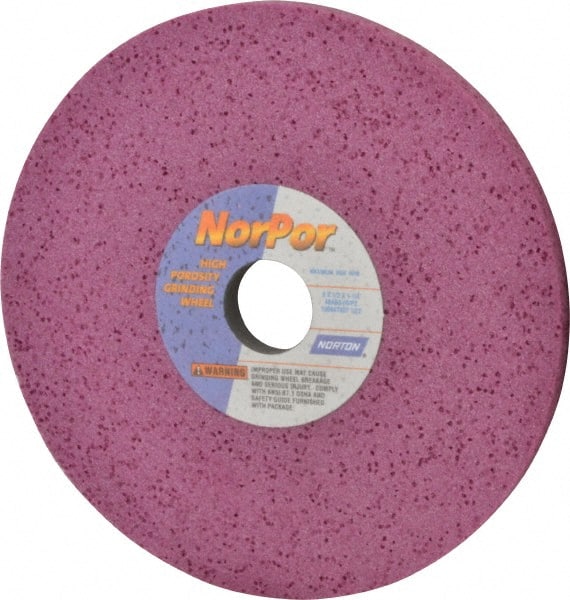 Norton - 8" Diam x 1-1/4" Hole x 1/2" Thick, H Hardness, 60 Grit Surface Grinding Wheel - Aluminum Oxide, Type 1, Medium Grade, 3,600 Max RPM, Vitrified Bond, No Recess - Exact Tooling