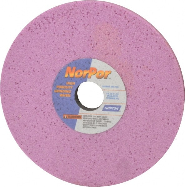 Norton - 8" Diam x 1-1/4" Hole x 1/2" Thick, G Hardness, 46 Grit Surface Grinding Wheel - Aluminum Oxide, Type 1, Coarse Grade, 3,600 Max RPM, Vitrified Bond, No Recess - Exact Tooling
