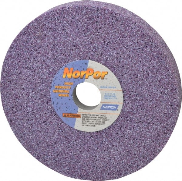 Norton - 8" Diam x 1-1/4" Hole x 1" Thick, H Hardness, 46 Grit Surface Grinding Wheel - Ceramic, Type 5, Coarse Grade, 3,600 Max RPM, Vitrified Bond, One-Side Recess - Exact Tooling
