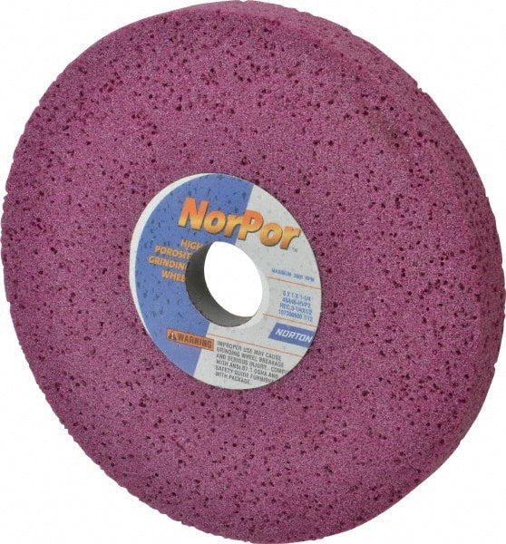 Norton - 8" Diam x 1-1/4" Hole x 1" Thick, H Hardness, 46 Grit Surface Grinding Wheel - Aluminum Oxide, Type 5, Coarse Grade, 3,600 Max RPM, Vitrified Bond, One-Side Recess - Exact Tooling