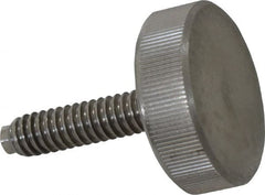 Gibraltar - 1/4-20 Knurled Shoulderless Dog Point Tip Grade 18-8 Stainless Steel Thumb Screw - 1-5/16" OAL, 1" Head Diam x 5/16" Head Height - Exact Tooling