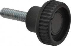 Gibraltar - 1/4-20 Knurled Shoulder Steel Thumb Screw - 1.42" OAL, 0.37" Head Height, Zinc-Plated Finish - Exact Tooling