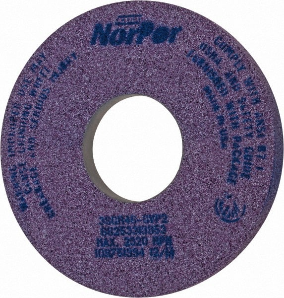 Norton - 14" Diam x 5" Hole x 1-1/2" Thick, G Hardness, 46 Grit Surface Grinding Wheel - Ceramic, Type 5, Coarse Grade, 2,320 Max RPM, Vitrified Bond, One-Side Recess - Exact Tooling