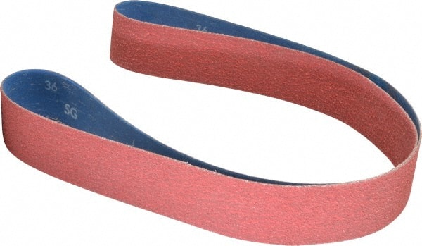 Norton - 2" Wide x 60" OAL, 36 Grit, Ceramic Abrasive Belt - Ceramic, Very Coarse, Coated, Y Weighted Cloth Backing, Series R981 - Exact Tooling