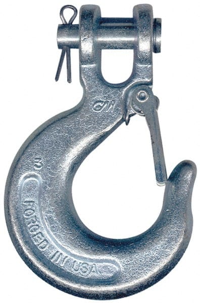 CM - 1/4 Inch Chain Diameter, Grade 43 Clevis Hook - 2,600 Lbs. Load Capacity, 0.36 Inch Inside Diameter, 0.31 Inch Pin Diameter, 0.72 Inch Hook Throat, 2.27 Inch Overall Length, 2.33 Inch Hook Width - Exact Tooling