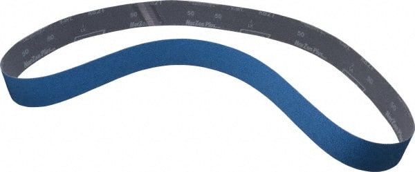 Norton - 2" Wide x 60" OAL, 50 Grit, Zirconia Alumina Abrasive Belt - Zirconia Alumina, Coarse, Coated, Y Weighted Cloth Backing, Series R821 - Exact Tooling