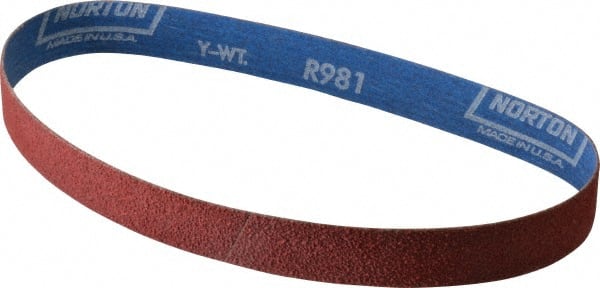 Norton - 1" Wide x 24" OAL, 50 Grit, Ceramic Abrasive Belt - Ceramic, Coarse, Coated, Y Weighted Cloth Backing, Series R981 - Exact Tooling