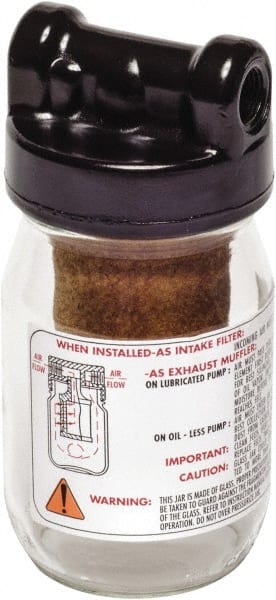 Gast - 16 oz Air Compressor Filter/Muffler Assembly - 3 Piece, Use with Gast 0823/1023 Rotary Vane Units - Exact Tooling