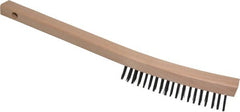 Weiler - 3 Rows x 19 Columns Steel Scratch Brush - 5-1/2" Brush Length, 14" OAL, 1-3/16" Trim Length, Wood Curved Handle - Exact Tooling