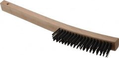 Weiler - 4 Rows x 18 Columns Steel Scratch Brush - 6" Brush Length, 14" OAL, 1-3/16" Trim Length, Wood Curved Handle - Exact Tooling