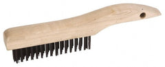 Weiler - 2 Rows x 17 Columns Steel Scratch Brush - 5" Brush Length, 10" OAL, 1-3/16" Trim Length, Wood Shoe Handle - Exact Tooling