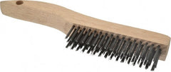 Weiler - 4 Rows x 16 Columns Steel Scratch Brush - 5" Brush Length, 10" OAL, 1-3/16" Trim Length, Wood Shoe Handle - Exact Tooling