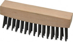 Weiler - 3 Rows x 15 Columns Steel Scratch Brush - 4-1/2" Brush Length, 4-5/8" OAL, 1-1/8" Trim Length, Wood Straight Handle - Exact Tooling