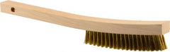 Weiler - 3 Rows x 19 Columns Brass Plater Brush - 5-1/2" Brush Length, 13" OAL, 1" Trim Length, Wood Curved Handle - Exact Tooling