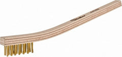 Weiler - 3 Rows x 7 Columns Brass Scratch Brush - 7-1/2" OAL, 1/2" Trim Length, Wood Toothbrush Handle - Exact Tooling