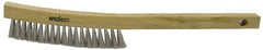 Weiler - 4 Rows x 18 Columns Stainless Steel Plater Brush - 5" Brush Length, 10" OAL, 1" Trim Length, Wood Shoe Handle - Exact Tooling