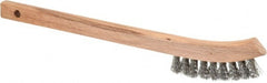 Weiler - 2 Rows x 9 Columns Aluminum Scratch Brush - 8-3/4" OAL, 5/8" Trim Length, Wood Toothbrush Handle - Exact Tooling