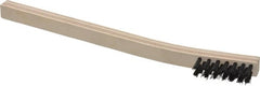 Weiler - 3 Rows x 7 Columns Nylon Scratch Brush - 7-1/2" OAL, 1/2" Trim Length, Wood Curved Handle - Exact Tooling