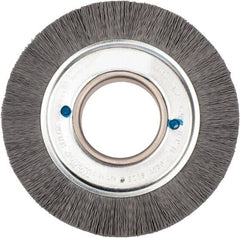 Weiler - 6" OD, 2" Arbor Hole, Crimped Nylon Wheel Brush - 1" Face Width, 1-1/4" Trim Length, 0.018" Filament Diam, 3,600 RPM - Exact Tooling