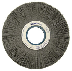 Weiler - 8" OD, 2" Arbor Hole, Crimped Nylon Wheel Brush - 1" Face Width, 2-1/4" Trim Length, 0.022" Filament Diam, 3,600 RPM - Exact Tooling