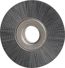 Weiler - 8" OD, 2" Arbor Hole, Crimped Nylon Wheel Brush - 1" Face Width, 2-1/4" Trim Length, 0.035" Filament Diam, 3,600 RPM - Exact Tooling