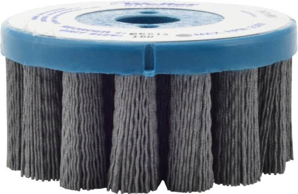 Weiler - 4" 180 Grit Silicon Carbide Crimped Disc Brush - Very Fine Grade, Plain Hole Connector, 1-1/2" Trim Length, 7/8" Arbor Hole - Exact Tooling