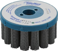 Weiler - 4" 120 Grit Silicon Carbide Crimped Disc Brush - Fine Grade, Plain Hole Connector, 1-1/2" Trim Length, 7/8" Arbor Hole - Exact Tooling