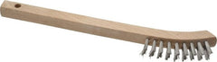 Weiler - 2 Rows x 9 Columns Stainless Steel Scratch Brush - 8-3/4" OAL, 5/8" Trim Length, Wood Toothbrush Handle - Exact Tooling
